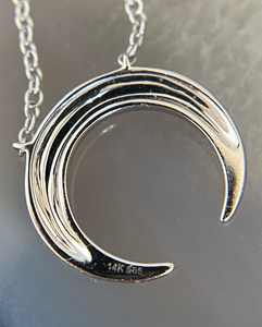 Collar con colgante de luna creciente de lujo con diamante cultivado en laboratorio, color plata, joyería de moda para mujer, venta al por mayor de fábrica, OEM/ODM - Product Image 6