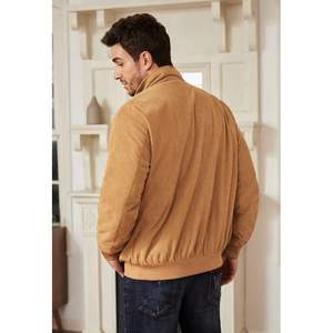 2025 Men's Corduroy <b>Jacket</b> Full Zip Mock Neck Long-Lined Fleece <b>Sherpa</b> Vintage <b>Trucker</b> Style with Biker Style Pockets XS Size - Product Image 3