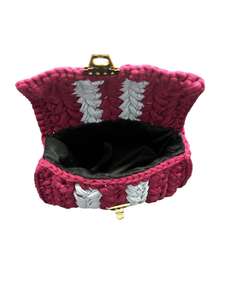 Handcrafted Cotton Maroon & Grey Crochet Crossbody <b>Sling</b> Handbag <b>for</b> <b>Women</b> | Party & Casual Shoulder <b>Bag</b> with Gold Chain Tassel - Product Image 2