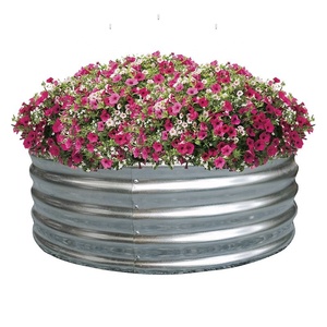 Lit de jardinière de jardin surélevé en acier galvanisé rond enduit de poudre bleue pour légumes et fleurs - Product Image 1