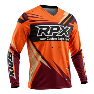 Maillot de motocross RPX à manches longues, orange et bordeaux, impression par sublimation, séchage rapide, vêtements de course, maillot de motocross - Product Image 1