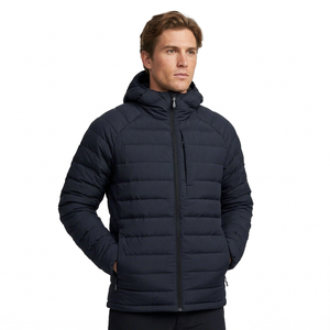 Veste d'hiver matelassée à capuche pour homme, coupe-vent, décontractée, fermeture éclair sur le devant, couleur unie, épaisse, coupe classique - Product Image 4