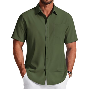 Chemise habillée à manches courtes pour homme, chemise boutonnée décontractée sans plis avec poche poitrine pour le bureau, le travail, les voyages et le quotidien - Product Image 2