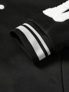 Black Woolen Varsity <b>Jacket</b> Unisex Mandarin Collar Hooded Winter Streetwear College Baseball Outerwear 100% Cotton Heavy Front - Product Image 5