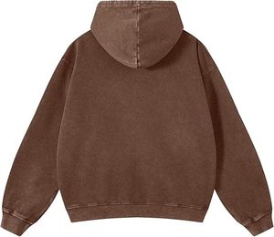 Custom Brand Plain Acid Wash Full Zip Up Hoodie Heavyweight <b>100</b>% cotton winter hoodies Vintage Retro Windbreaker hoodies - Product Image 2