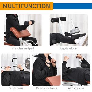 "Home Gym Adjustable Full Body <b>Workout</b> <b>Bench</b> with Leg Developer for Multi-Position Training-White/Brown" - Product Image 5