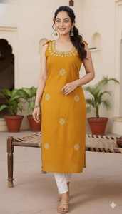 Kurti Bordado para Mujer, Ropa Étnica Tradicional con Ajuste Cómodo - Product Image 3