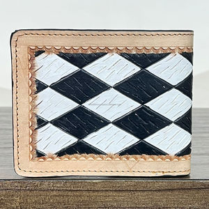 กระเป๋าสตางค์หนังวัวแท้ลาย Tooled รุ่นใหม่ล่าสุด กระเป๋าหนังแท้ลาย Bull Tooling สไตล์ลำลอง ใส่บัตรประชาชน ใส่เงิน กระเป๋าสตางค์แบบพับสองตอน - Product Image 5