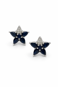 Boucles d'oreilles en saphir bleu et diamant en argent sterling 92,5 KLST-30209 - Product Image 5