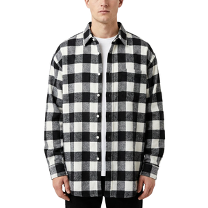Chemise de Travail en Flanelle de Laine de Haute Qualité avec Logo Personnalisé, Fabrication OEM, Manches Longues, Chemise à Carreaux pour Hommes - Product Image 1