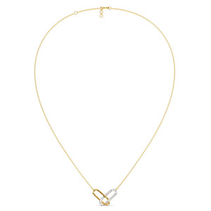 Interwoven Loop Diamond <b>Necklace</b> with Sleek Two Tone Crossover and Modern <b>Infinity</b> Inspired Design - Product Image 3
