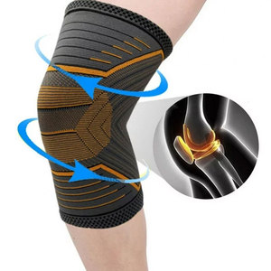 Knee Sleeve Compression Support <b>Brace</b> Elastic Polyester <b>Men</b> Black Orange Patterned Design - Product Image 2