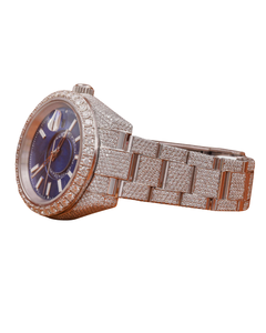Reloj de Pulsera para Hombre con Esfera Azul Elegante, Cronógrafo con Diamantes, Regalo Empresarial, Estilo Moderno, Movimiento de Cuarzo, Cristal en Oro Blanco - Product Image 3