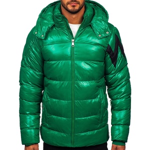 <b>Men's</b> <b>Green</b> Hooded Puffer <b>Jacket</b> Polyester Wadding Filled <b>Waterproof</b> Windproof Casual Winter Coat Regular Fit Zipper Closure - Product Image 1