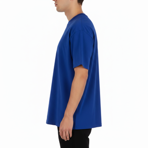 T-shirt en coton tricoté 100% lourd, couleur unie, 240g, pour homme, décontracté, séchage rapide, col rond, épaules tombantes, manches courtes, été, automne - Product Image 4