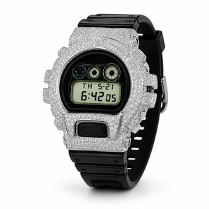 Reloj Digital de Lujo con Incrustaciones de Moissanita, Resistente al Agua 3BAR, Caja de Acero Inoxidable, Correa de Silicona Negra, Unisex - Product Image 5