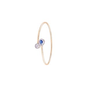 Luxury 18K <b>Solid</b> <b>Gold</b> <b>Bangle</b> With Sapphire And Diamond Water Drop Design Women's Everyday Wear Jewelry - Product Image 3