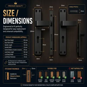 KELLTON Durable Modern Ambidextrous Door <b>Lock</b> Set Lever Handle Cylinder Rust Resistant Easy Installation for Home Commercial Use - Product Image 3