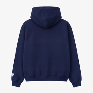 เสื้อฮู้ดซิปผู้ชายสีน้ำเงินกรมท่า 350 GSM ปักโลโก้ด้านหน้า สวมใส่สบายทรงโอเวอร์ไซส์ ผ้าฝ้าย 100% เหมาะสำหรับฤดูหนาว - Product Image 2