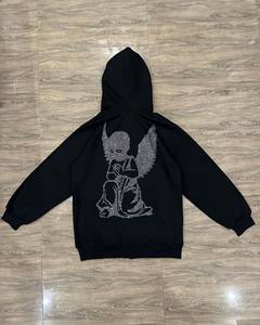 Sweat à capuche personnalisé avec strass pour homme, sweat à capuche zippé thermique avec strass araignée - Product Image 1