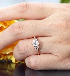 Round Cut Moissanite <b>Ring</b> 925 Sterling <b>Silver</b> <b>Solitaire</b> Engagement <b>Ring</b> Elegant Minimalist Wedding Jewelry Gift for Her - Product Image 4