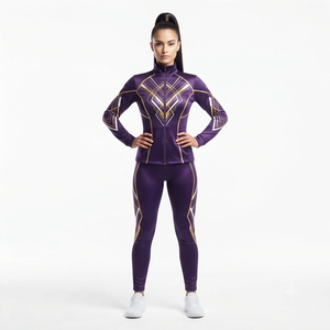 Custom Women Cheerleading Sportswear Tracksuit Matching <b>Jacket</b> and Pants Set Lightweight Athletic Team Uniform - Product Image 4