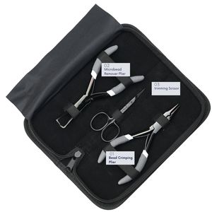 Kit d'outils professionnels pour extensions de cheveux de salon, pince à micro-perles noires, pince à sertir les perles, mini-ciseaux de coupe - Product Image 3