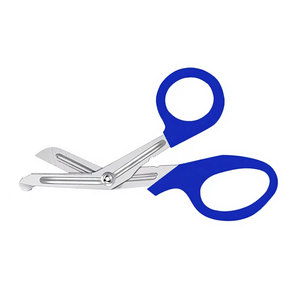 กรรไกรพยาบาลแบบ Trauma Shear ขนาด 5.5 นิ้ว สีน้ำเงินรอยัล ผลิตจากเหล็กกล้าไร้สนิมเยอรมัน สำหรับปฐมพยาบาลฉุกเฉิน ตัดผ้าพันแผล และใช้งานทางการแพทย์ - Product Image 3