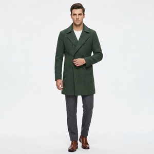 High Quality Herringbone <b>Wool</b> Winter Woolen <b>Overcoat</b> <b>Long</b> Genuine Notch Lapel Slim Fit Coats for <b>Men</b> - Product Image 3