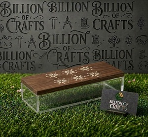 Boîte-cadeau rectangulaire en bois faite à la main avec incrustation florale, pour l'Aïd, Ramadan Kareem, pour chocolats et dattes - Product Image 1