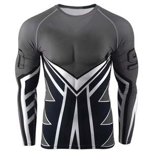 OEM Design Compression MMA Rash Guard Custom Sublimated <b>Printed</b> Breathable Long Sleeve Unisex Rash Guard for Sale - Product Image 3
