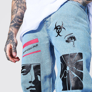 Custom Men’s Baggy Denim Jeans Loose Fit Streetwear Wide Leg Vintage Washed Cotton Jeans Pants for Men - Product Image 5