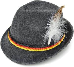 Chapeau Fedora en laine grise pour adulte avec bande et décoration en plumes, accessoire de fête unisexe, à porter au printemps et en automne - Product Image 6