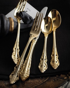 Antique Style Plated Cutlery <b>Set</b> Ornate Handle Flatware <b>Set</b> Premium <b>Spoon</b> <b>Fork</b> Knife <b>Set</b> - Product Image 2