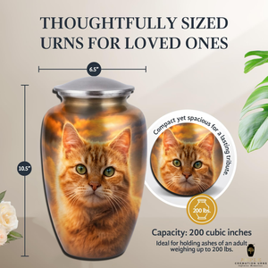 Pet <b>Memorial</b> Urn for <b>Cat</b> Ashes Aluminum Cremation Urn Large <b>Cat</b> Face Artwork - Product Image 4