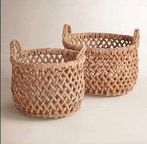 Ensemble de paniers de rangement en rotin naturel tressé à la main avec poignées, paniers tissés bohèmes pour la décoration de la maison, le linge, le rangement des plantes et des jouets - Product Image 3