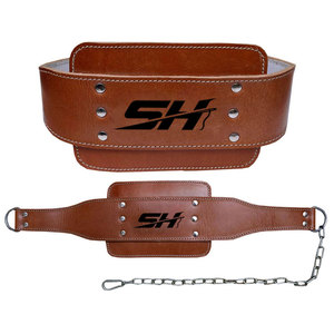Custom Logo Genuine Leather Unisex Dipping Belt Professional Weightlifting Gear Adjustable <b>Chain</b> Enhanced Support Stability Belt - Product Image 1
