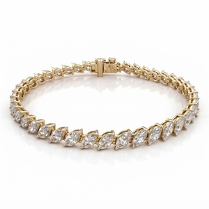 Fashion Bangle 18K Solid Gold 2.5ct E VVS Lab Grown Diamond 5X3mm Marquise cut Tennis Bracelet for Women Wedding Bridal Bracelet - Product Image 1