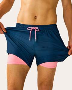 Shorts de sport 2-en-1 personnalisés pour hommes, double couche, premium, pour la course et la gym, avec doublure intérieure de compression, tissu à séchage rapide - Product Image 1