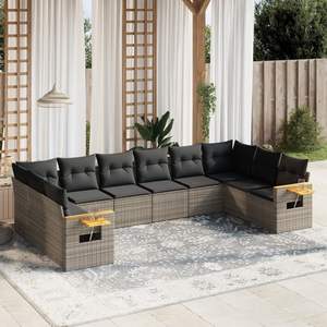 Conjunto de Sofá Plegable Grande para Jardín en Ratán Sintético Gris, Muebles de Patio - Product Image 1