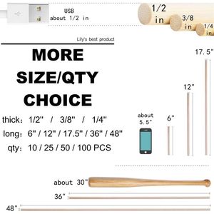 10 Pezzi Bastoncini di Bambù 3/8 X 6 Pollici, Assortimento di Legno Duro, Aste in Legno per Artigianato, Falegnameria e Progetti Artistici - Product Image 2
