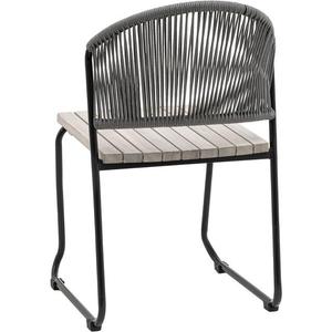 Outdoor PE Wicker <b>Garden</b> <b>Chair</b> Metal Frame Wood Look Seat Patio Dining <b>Chair</b> for Hotel Courtyard Villa - Product Image 3