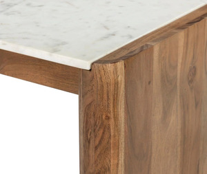 Mesa de Centro Moderna y Duradera con Marco de Madera de Mango y Tapa de Mármol con Vetas Naturales, Mueble para Sala de Estar - Product Image 3