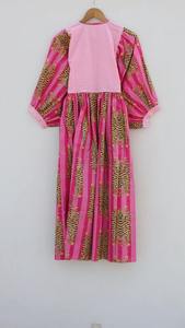 Vestido midi con estampado de tigre y bloques de color para mujer, cuello profundo con lazo, estilo bohemio, de algodón, informal, para verano. - Product Image 6