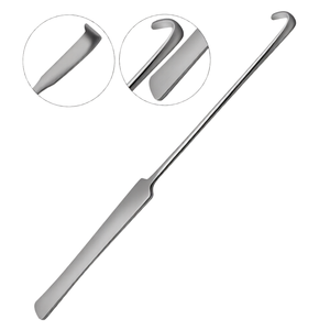 Spay Snook <b>Hook</b> 8 Inch Curved Veterinary Spay Instrument 5–6mm Blunt Tip Flat Handle Stainless Steel Animal Surgery Tool - Product Image 1