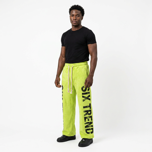 Pantalones Capri Deportivos de Felpa para Hombre, de Poliéster/Algodón, Cintura Elástica con Cordón, Estilo Casual de Verano, Corte Recto, con Estampado de Letras - Product Image 4