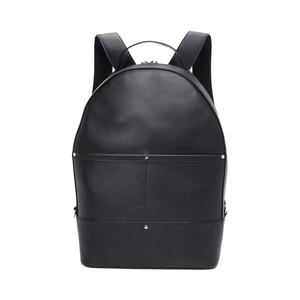 กระเป๋าเป้สะพายหลังใส่แล็ปท็อปหนังวัวสีดำพร้อมซิปปิดหนังแท้กันน้ำ - Product Image 1