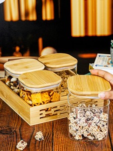 <b>Wooden</b> Turntable Tray for Food Serving <b>spice</b> <b>rack</b> Kitchen Organizer <b>Spice</b> and Snacks Free Samples Design Stackable Rectangle use - Product Image 4