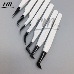 RMI Private Label 45 90 Degree L Shape Fiber Tip Stainless Steel Anti-Magnetic Tweezers 10mm Length Eyelash Tweezers - Product Image 4