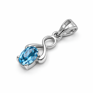 Colgante de Topacio Azul Suizo de Corte Ovalado Chapado en Rodio de Plata de Ley al por Mayor - Hecho a Mano, Minimalista, Regalo para Ella - Product Image 3
